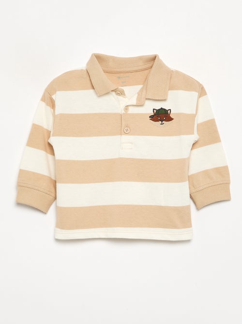 Striped Cotton Jersey Polo Shirt - Kiabi