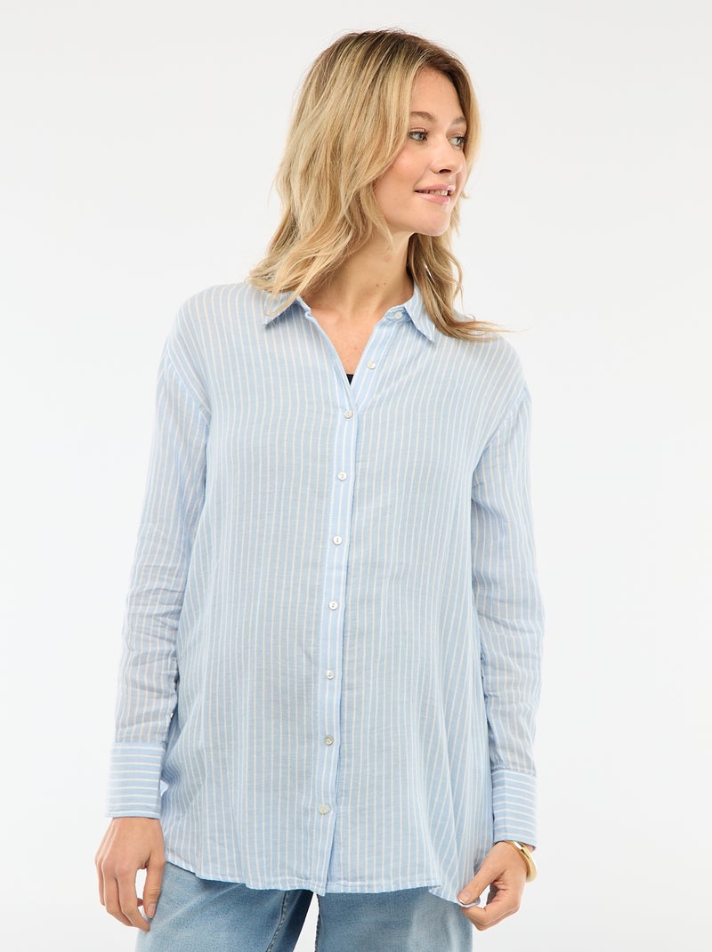 Striped Cotton Maternity Shirt Blue - Kiabi
