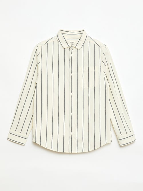 Striped Cotton Shirt with Chest Pocket - Kiabi