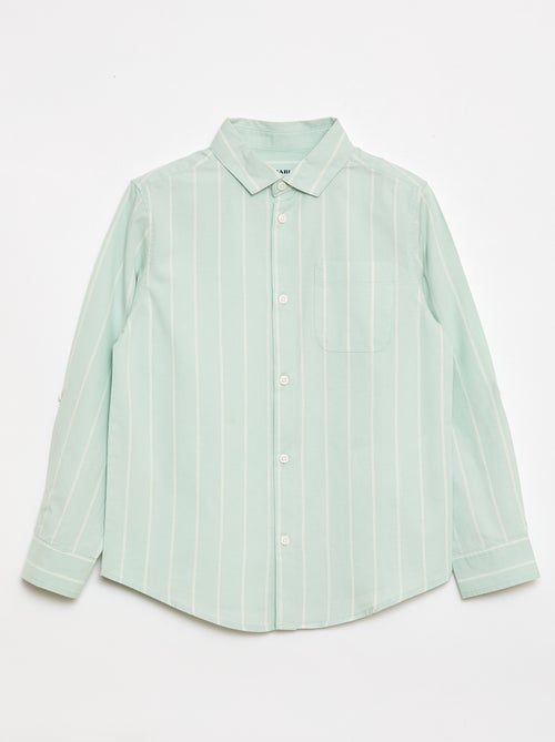 Striped Cotton Shirt with Chest Pocket - Kiabi