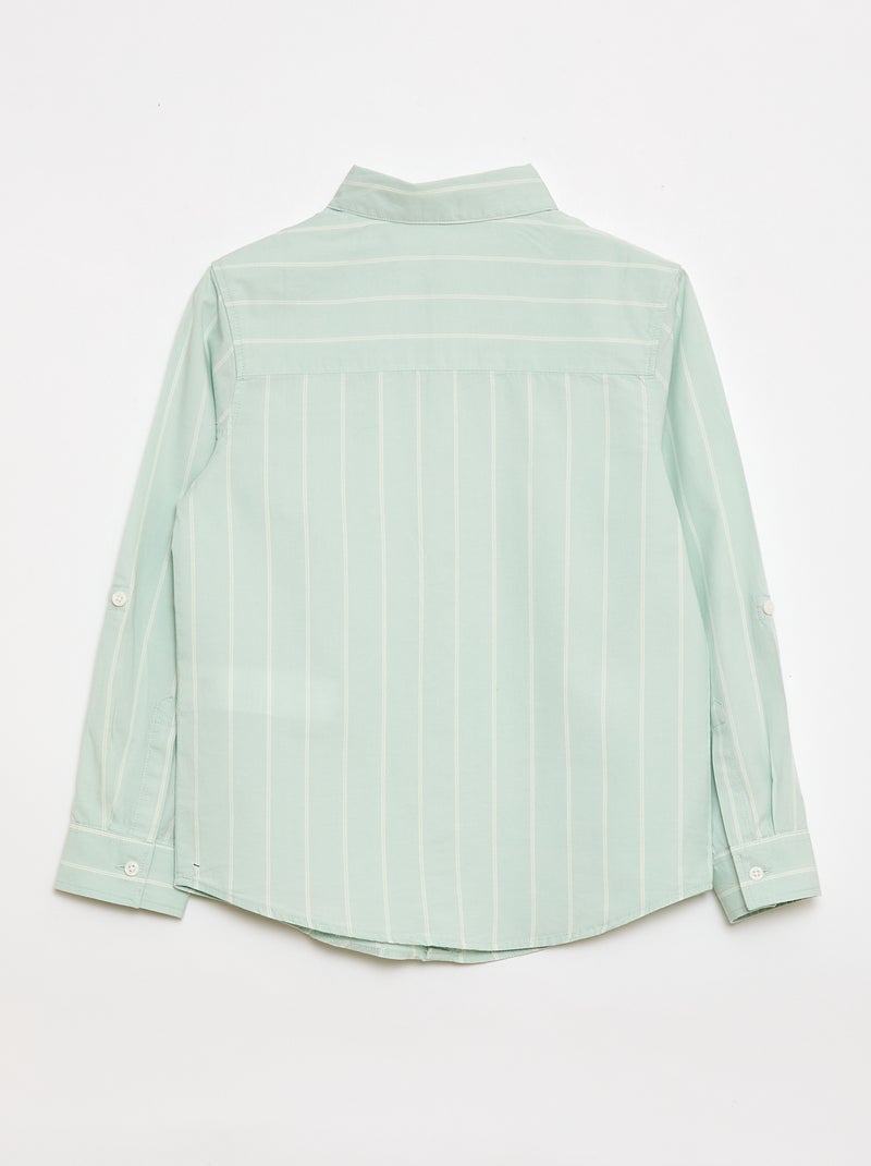 Striped Cotton Shirt with Chest Pocket Blue - Kiabi