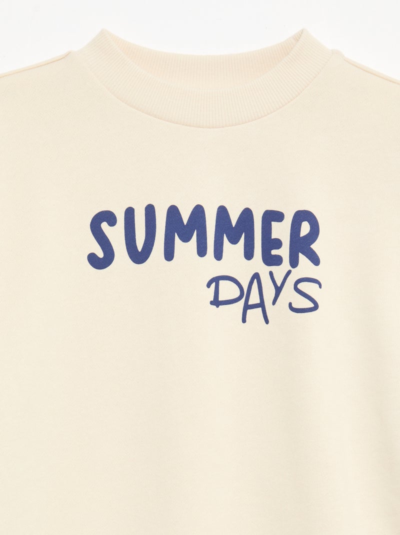 Striped Crew Neck Sweatshirt White - Kiabi