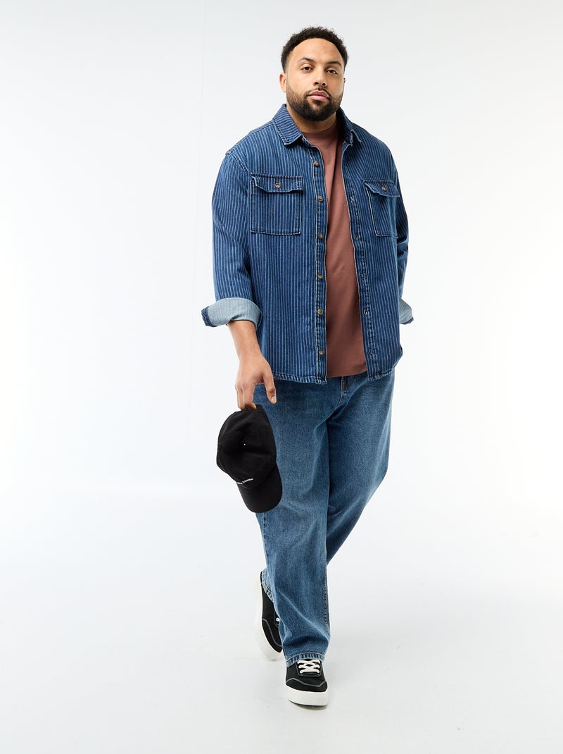 Striped Denim Shirt Blue - Kiabi