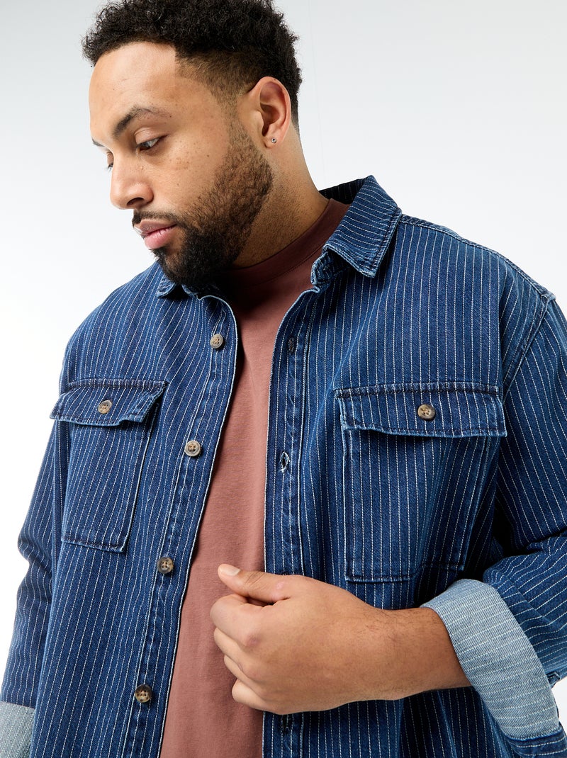 Striped Denim Shirt Blue - Kiabi