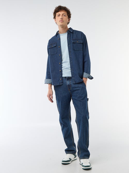 Striped Denim Shirt with Chest Patch Pockets - Kiabi
