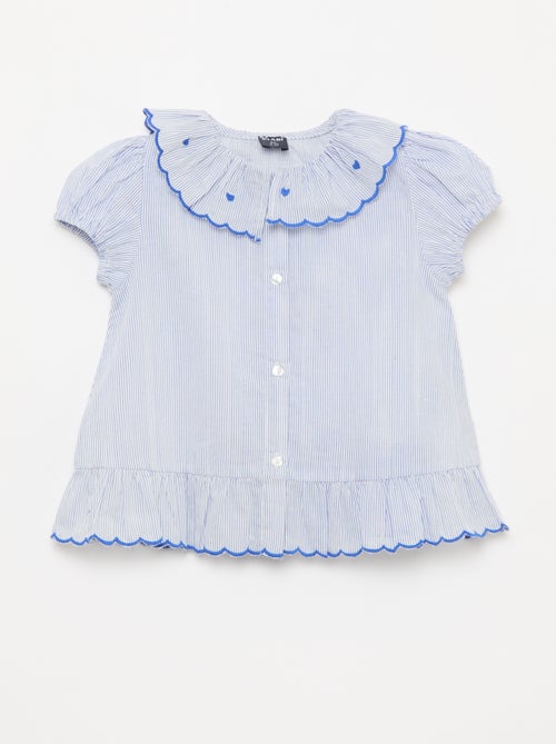 Striped Dress with Short Sleeves and Flounced Hem - Kiabi