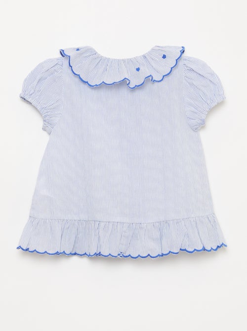 Striped Dress with Short Sleeves and Flounced Hem - Kiabi