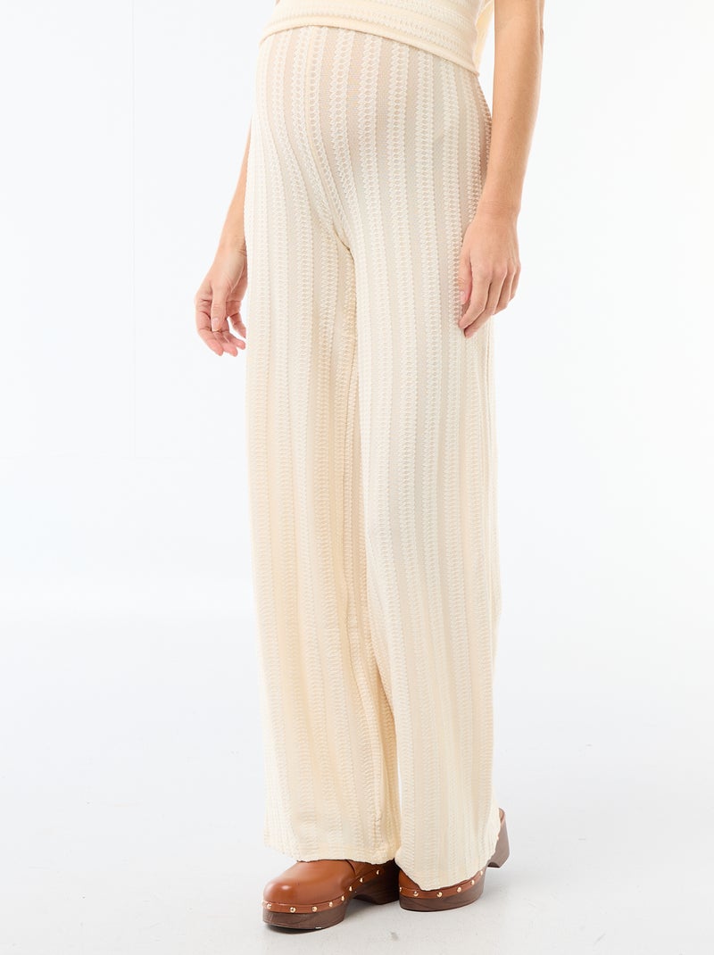 Striped Knit Maternity Trousers White - Kiabi