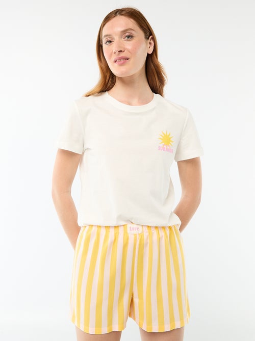 Striped Lightweight Top & Shorts Pajama Set - Kiabi