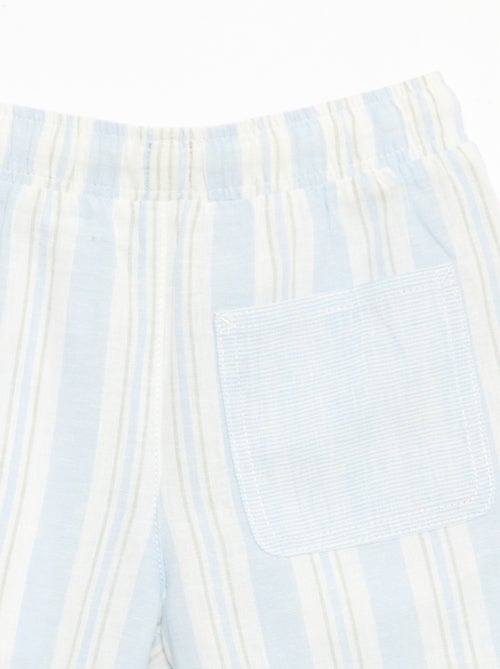 Striped Linen and Cotton Shorts with Elasticated Waist - Kiabi