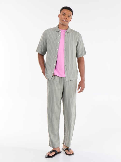 Striped linen blend pants - Kiabi