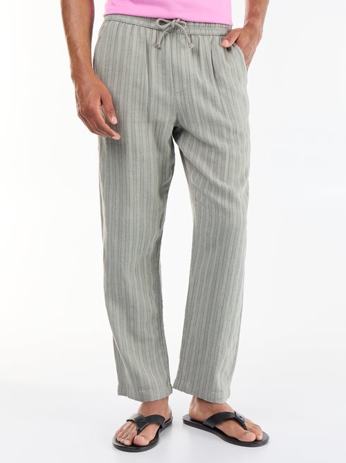Striped linen blend pants - Kiabi