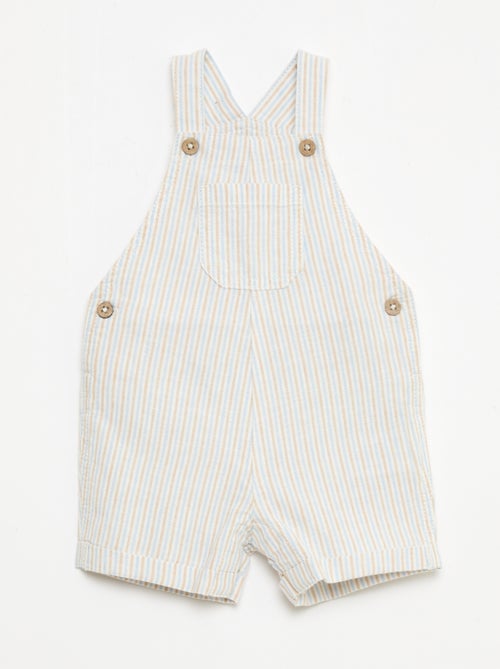 Striped Linen Blend Short Overalls - Kiabi