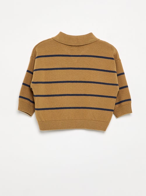 Striped long-sleeve polo sweater - Kiabi Striped long-sleeve polo sweater - Kiabi
