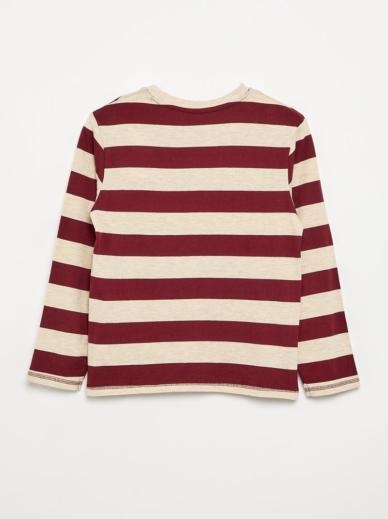 Striped long-sleeved jersey T-shirt Beige - Kiabi