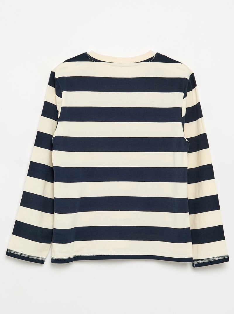 Striped long-sleeved jersey T-shirt Blue - Kiabi