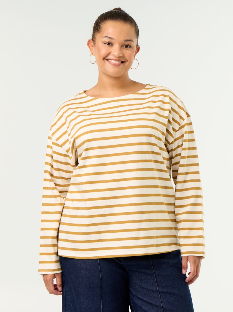 Striped Long-Sleeved Jersey T-shirt Yellow - Kiabi