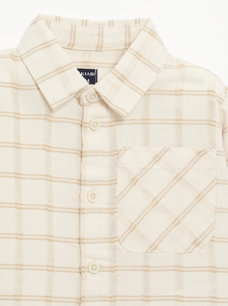 Striped long-sleeved shirt Beige - Kiabi