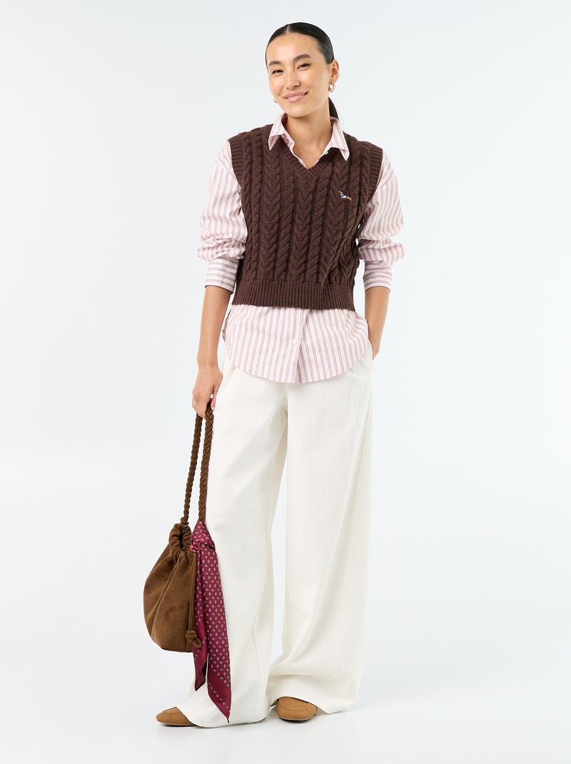 Striped long-sleeved shirt Pink - Kiabi