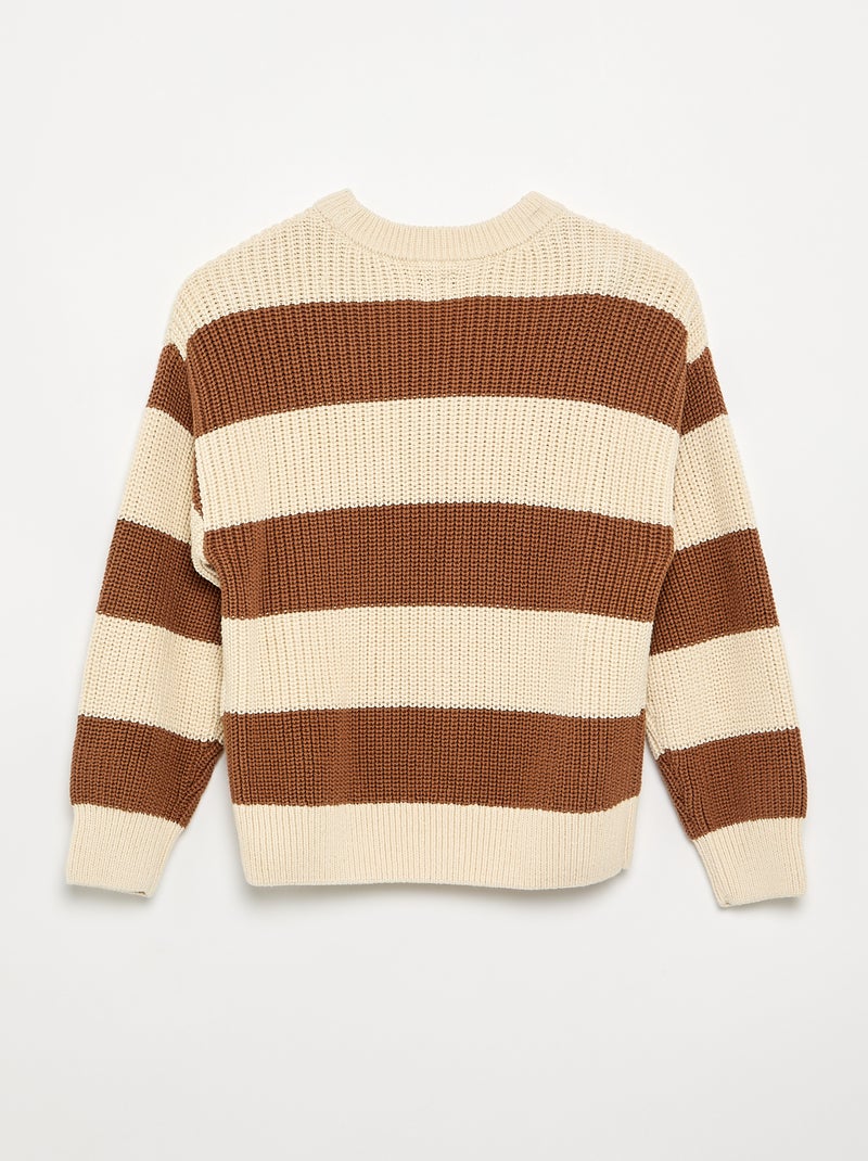 Striped long-sleeved sweater Brown - Kiabi
