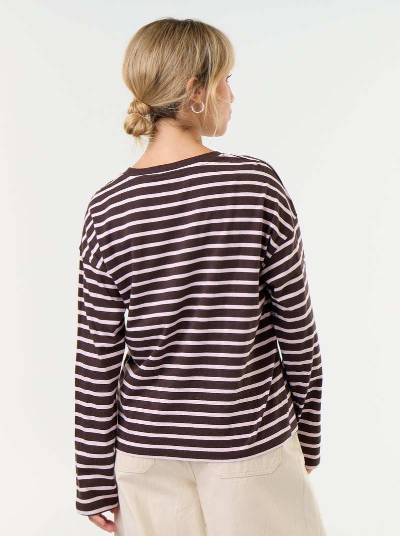 Striped Long-Sleeved T-shirt Brown - Kiabi