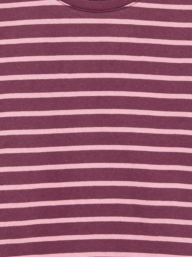 Striped long-sleeved T-shirt Burgundy - Kiabi