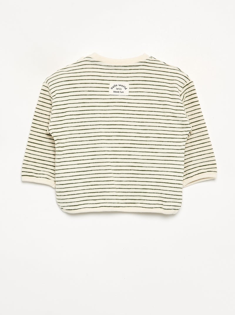 Striped long-sleeved T-shirt Green - Kiabi