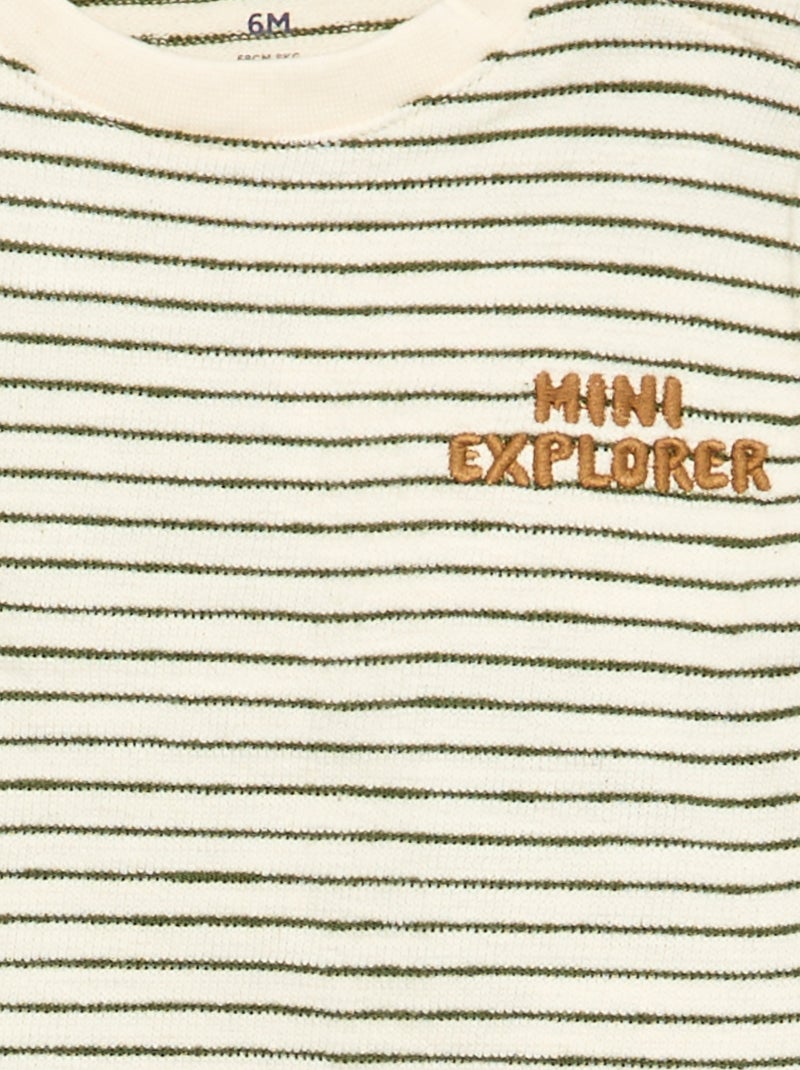 Striped long-sleeved T-shirt Green - Kiabi