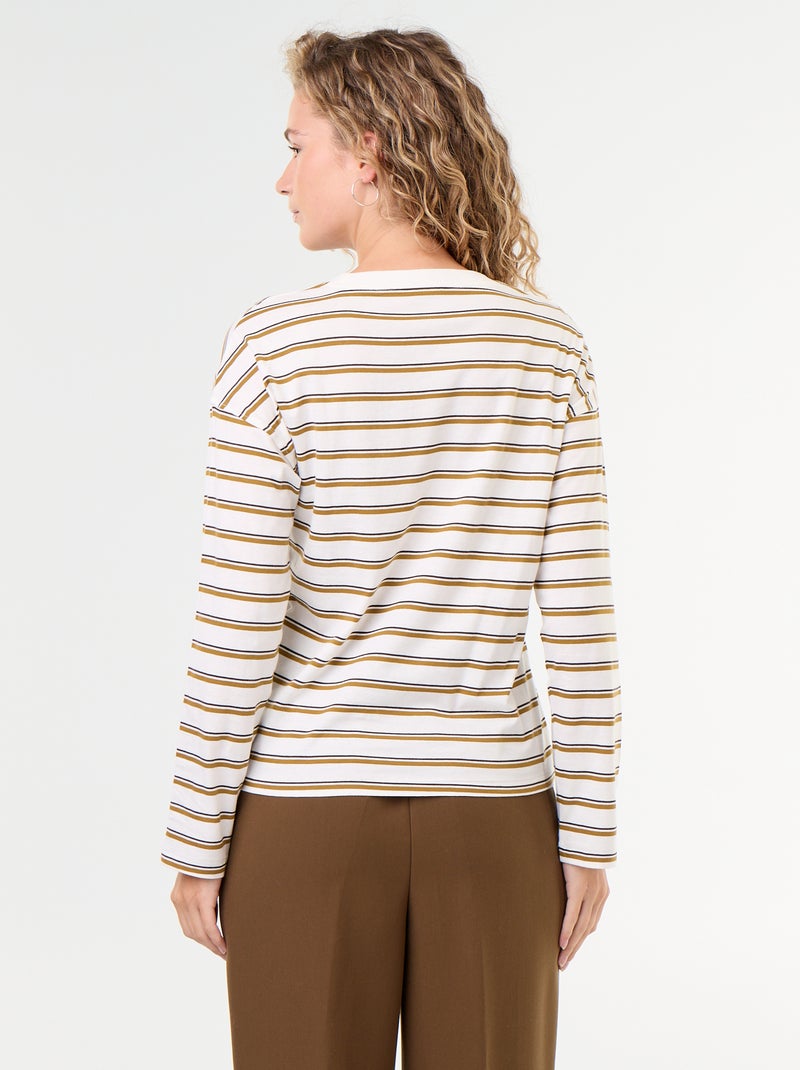 Striped Long-Sleeved T-shirt White - Kiabi