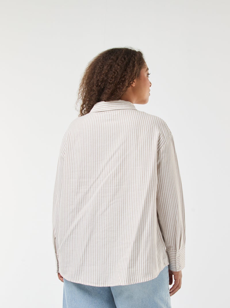Striped Oxford Cotton Shirt White - Kiabi