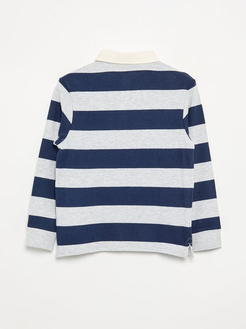 Striped Polo Shirt with Contrast Collar - Kiabi Striped Polo Shirt with Contrast Collar - Kiabi