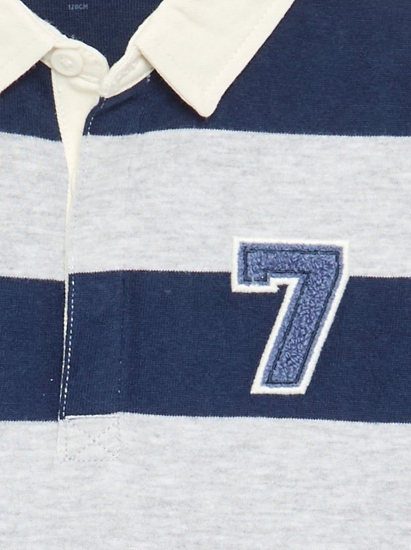Striped Polo Shirt with Contrast Collar Blue - Kiabi