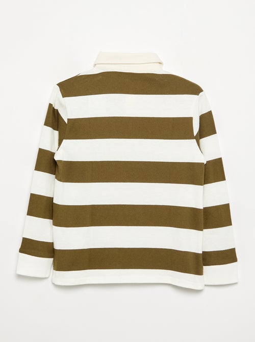 Striped Polo Shirt with Contrast Collar - Kiabi Striped Polo Shirt with Contrast Collar - Kiabi