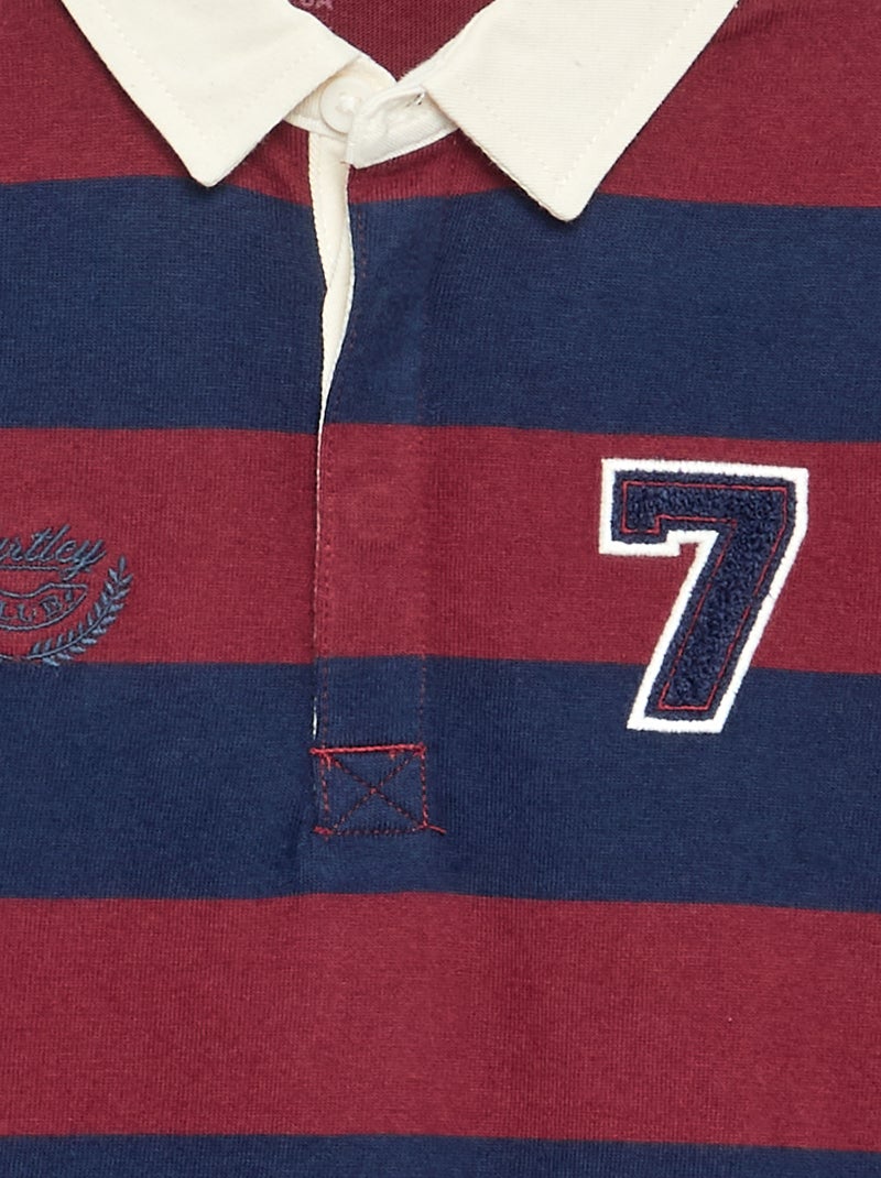 Striped Polo Shirt with Contrast Collar Red - Kiabi