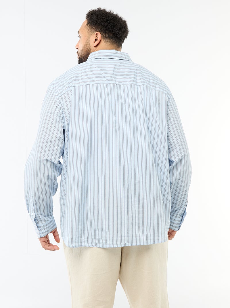 Striped Poplin Shirt Blue - Kiabi