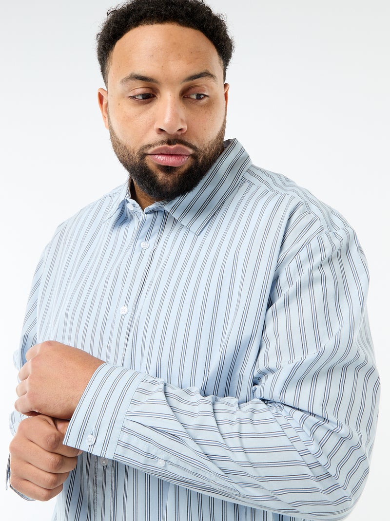 Striped Poplin Shirt Blue - Kiabi
