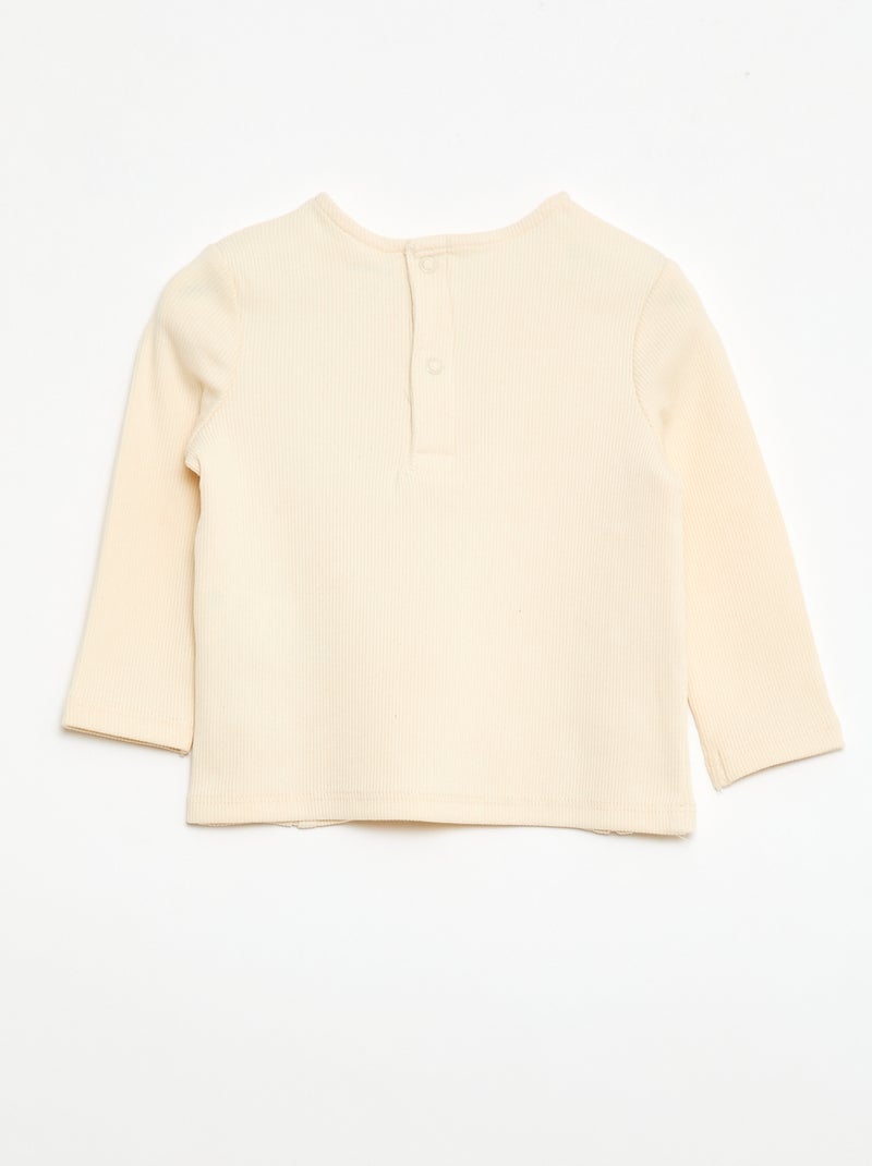 Striped Ribbed T-shirt White - Kiabi