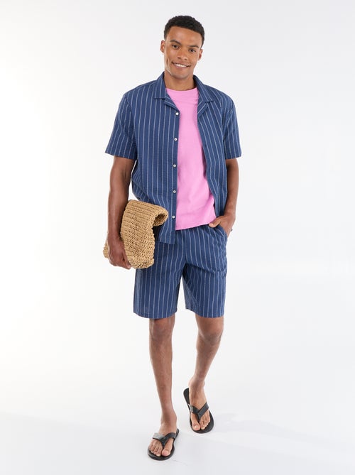 Striped seersucker shorts - Kiabi