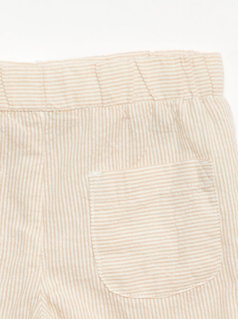 Striped Seersucker Trousers Beige - Kiabi