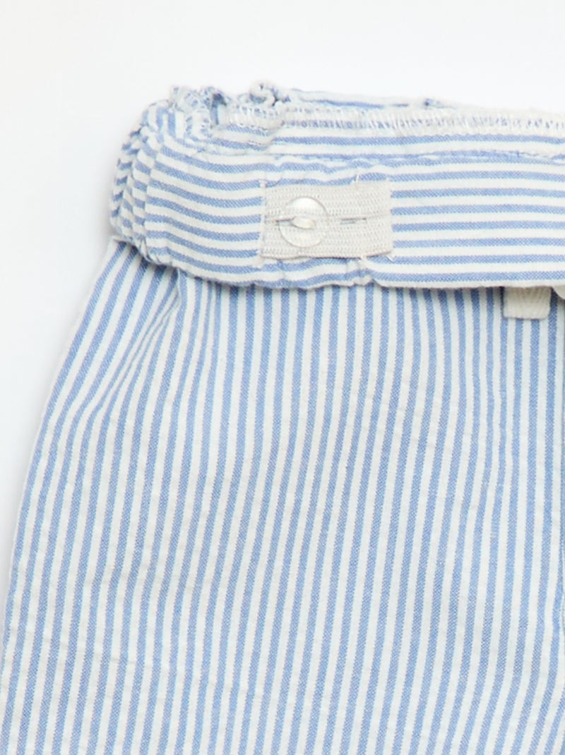 Striped Seersucker Trousers Blue - Kiabi