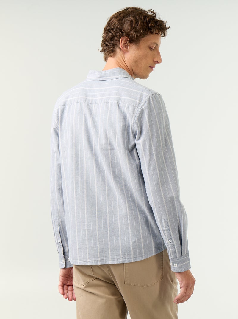 Striped shirt with button-down collar Green - Kiabi