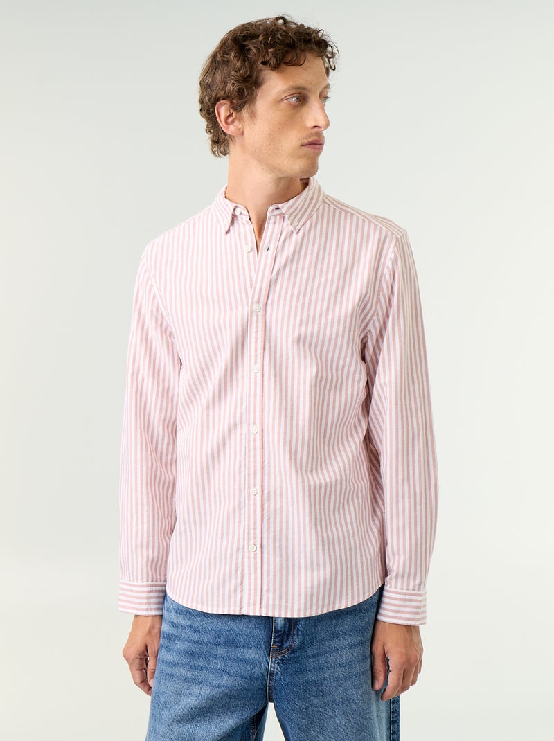 Striped shirt with button-down collar Red - Kiabi