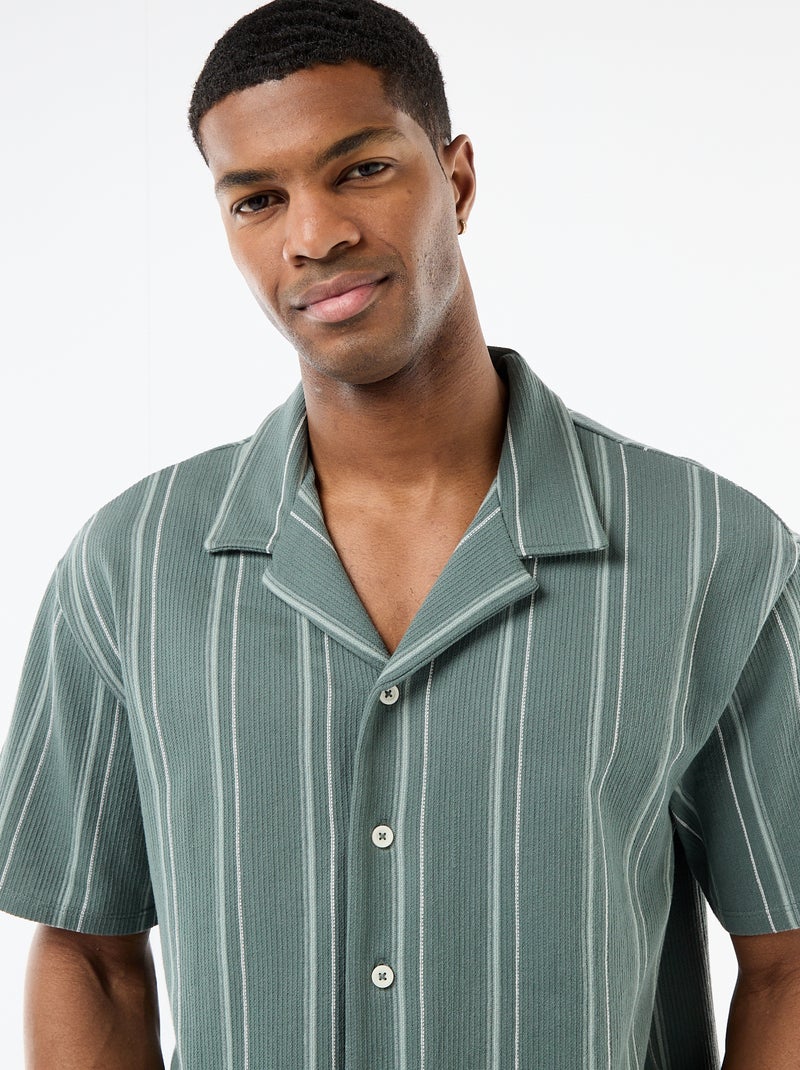 Striped Short-Sleeve Shirt Blue - Kiabi