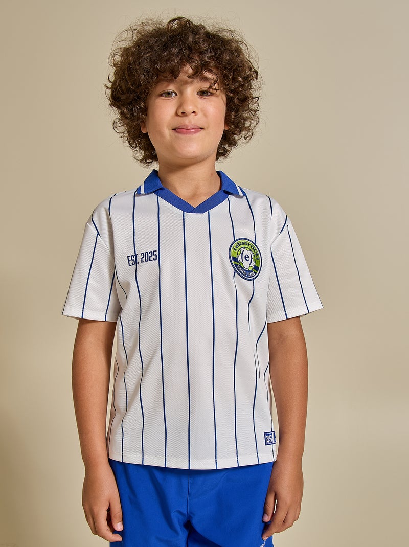 Striped short-sleeved football t-shirt (Ekstract) White - Kiabi