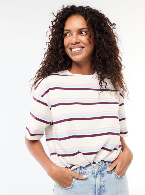 Striped short-sleeved jersey t-shirt - Kiabi