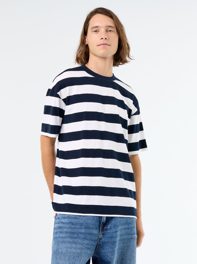 Striped Short-Sleeved T-shirt Blue - Kiabi