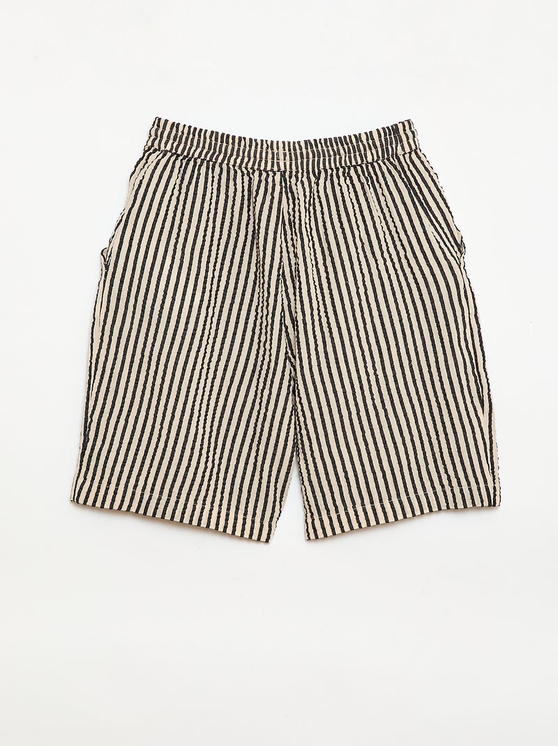 Striped shorts with drawstrings Beige - Kiabi