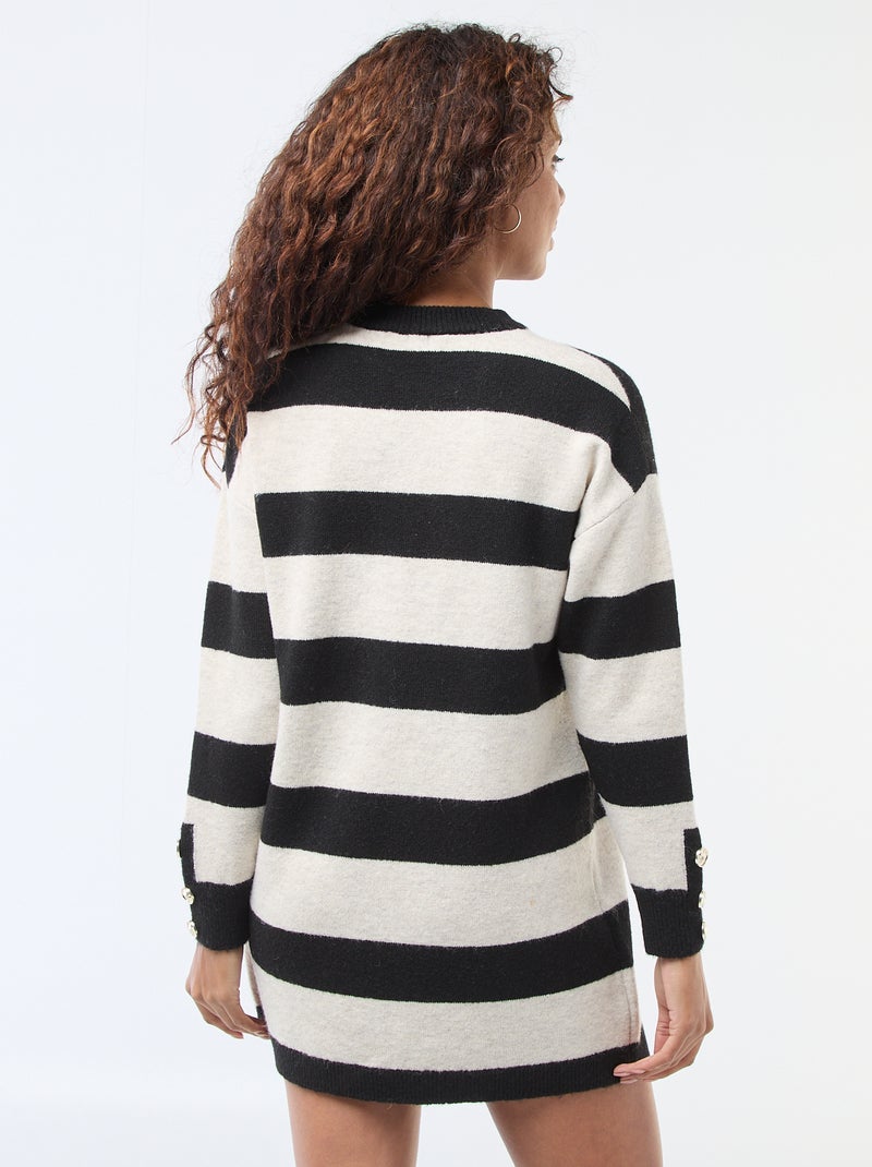 Striped Sweater Dress Black - Kiabi