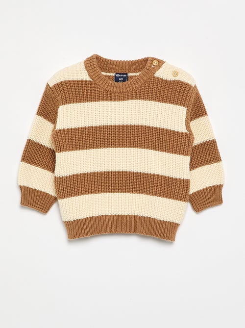 Striped sweater with shoulder buttons - Kiabi