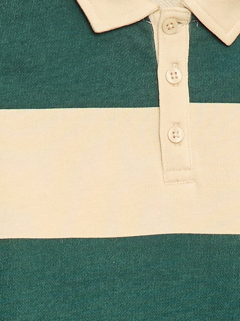 Striped Sweatshirt Polo Shirt Green - Kiabi